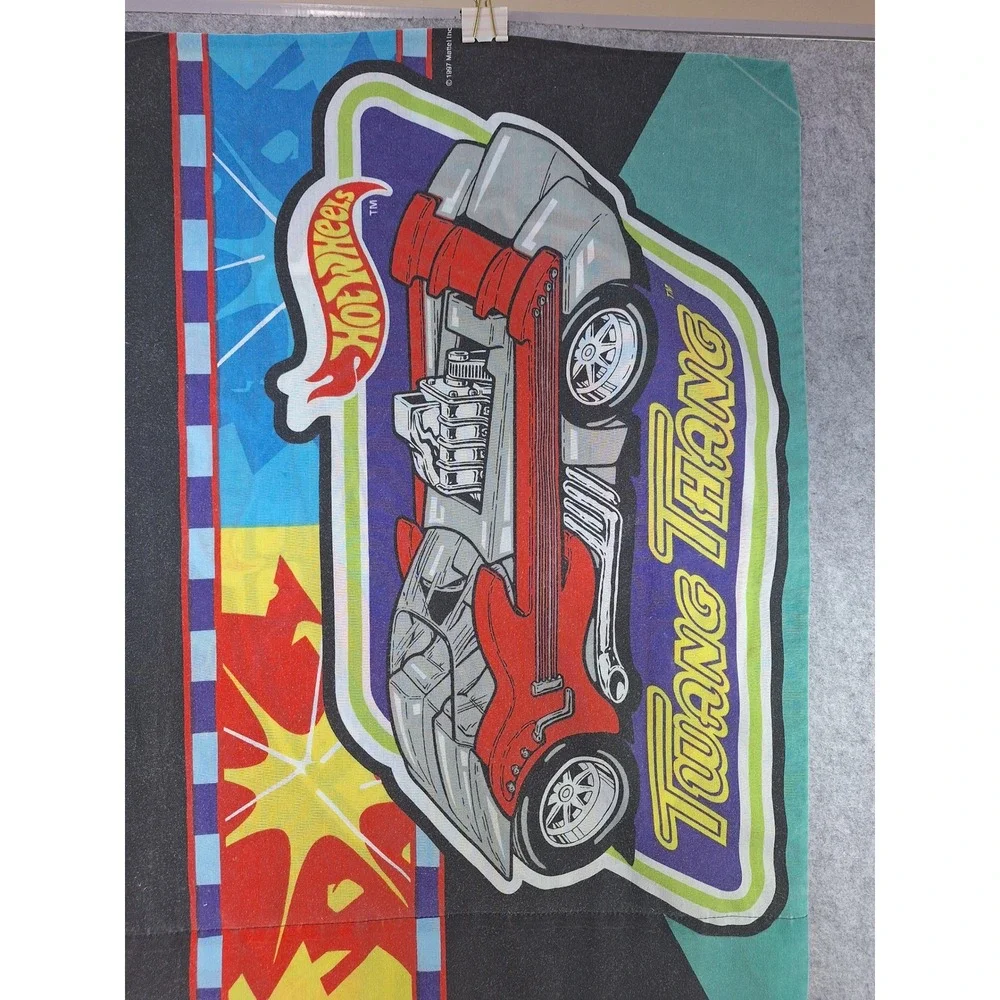 Vintage 1997 Hot Wheels Pillowcase Power Pistons Twang Thang Mattel 90s Racing